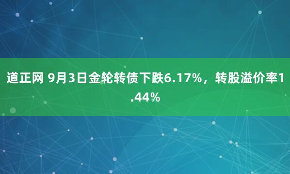 道正网 9月3日金轮转债下跌6.17%，转股溢价率1.44%
