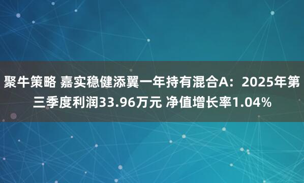 聚牛策略 嘉实稳健添翼一年持有混合A：2025年第三季度利润33.96万元 净值增长率1.04%